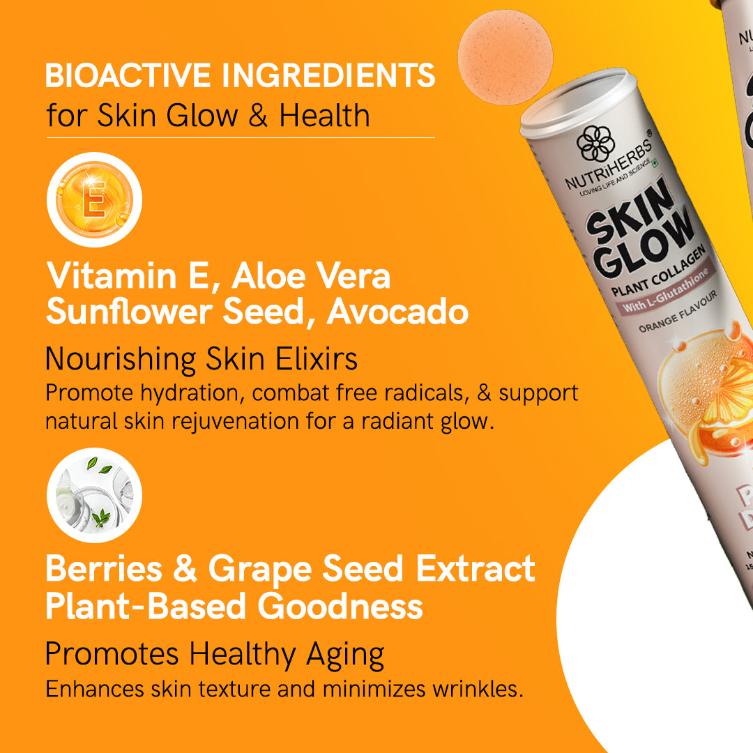 Skin Glow L-Glutathione Effervescent Tablets with Vitamin C Supplement for Radiant Skin