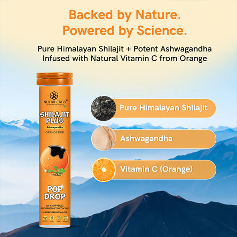 Shilajit Plus Ashwagandha Effervescent Tablets  (Orange Flavour)