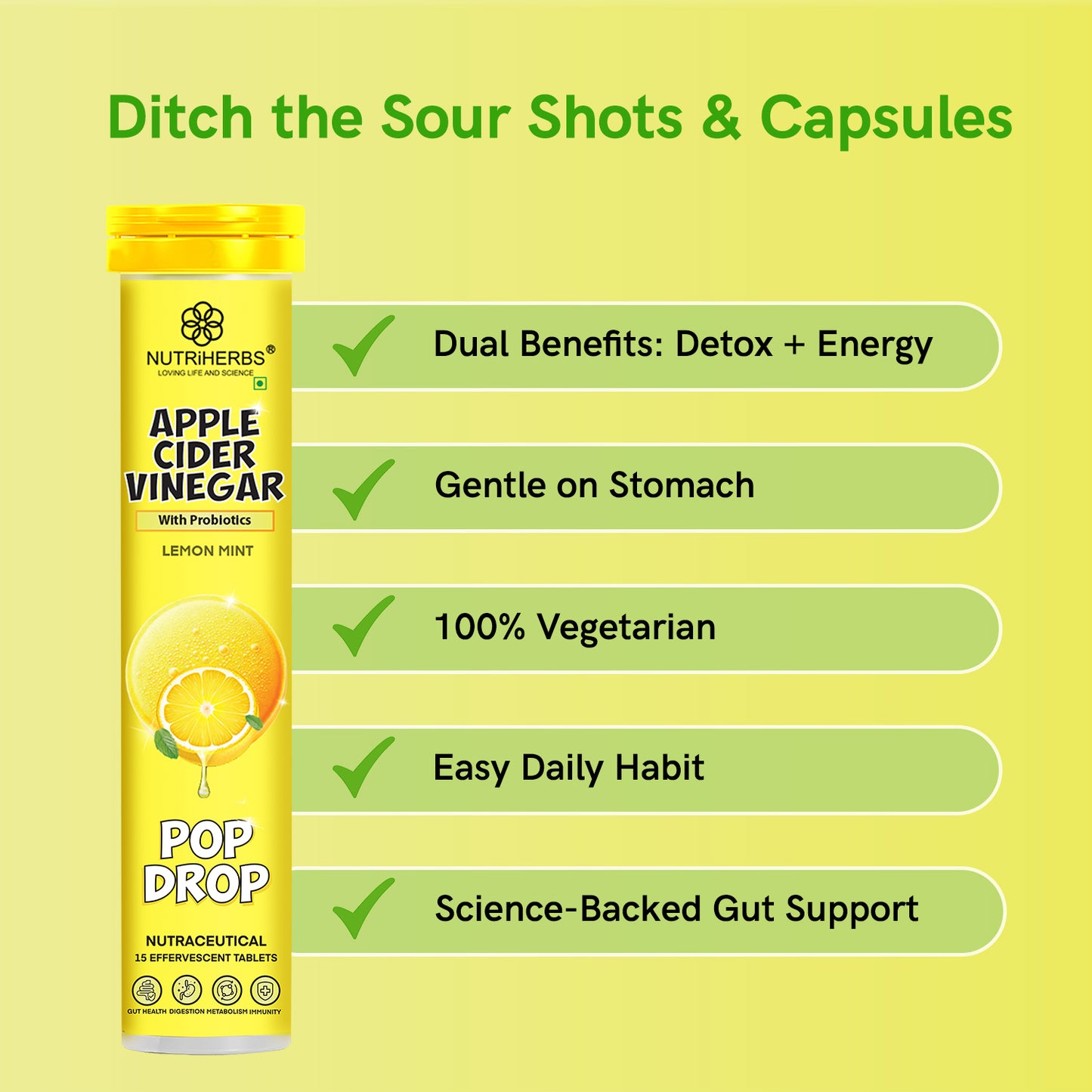 Apple Cider Vinegar (ACV) Effervescent Tablets with Probiotics | Promote Healthy Gut, Digestion & Boost Immunity