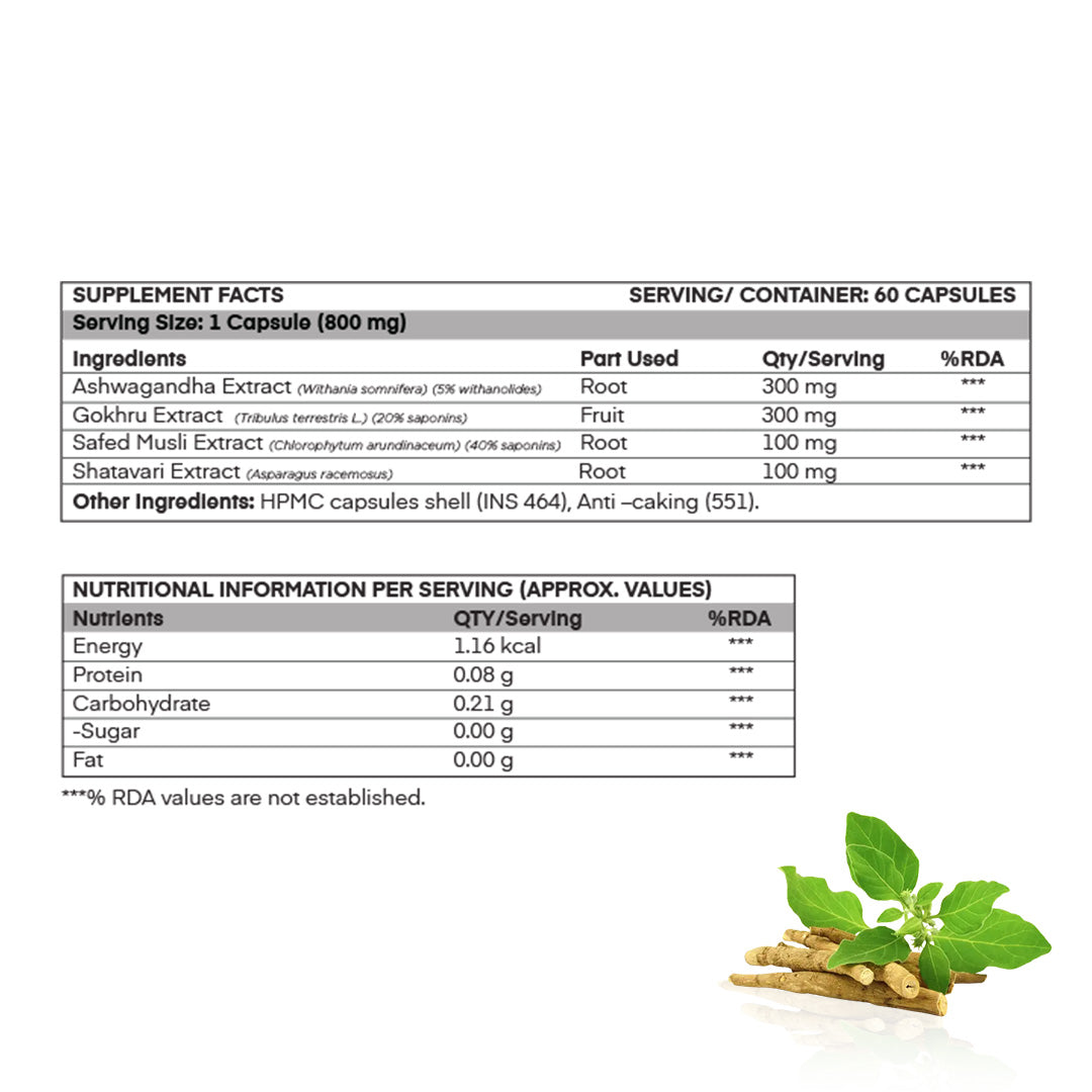 Ashwagandha with Tribulus Terrestris (Gokshura) for Stamina & Power