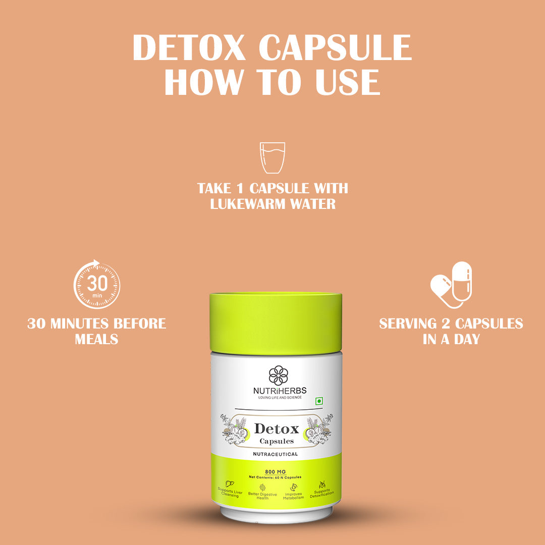 Nutriherbs Detox with Amla, Turmeric, Giloy, Manjistha Extract for Body Cleanser