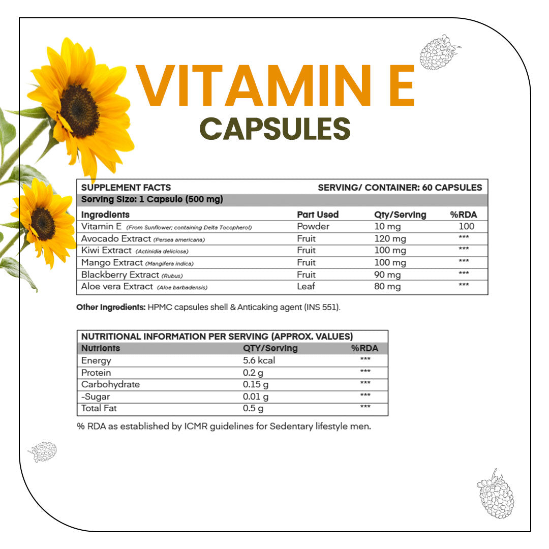 Vitamin E Capsules for Glowing Skin & Hair