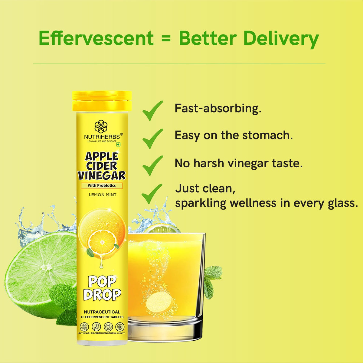 Apple Cider Vinegar (ACV) Effervescent Tablets with Probiotics | Promote Healthy Gut, Digestion & Boost Immunity image 8