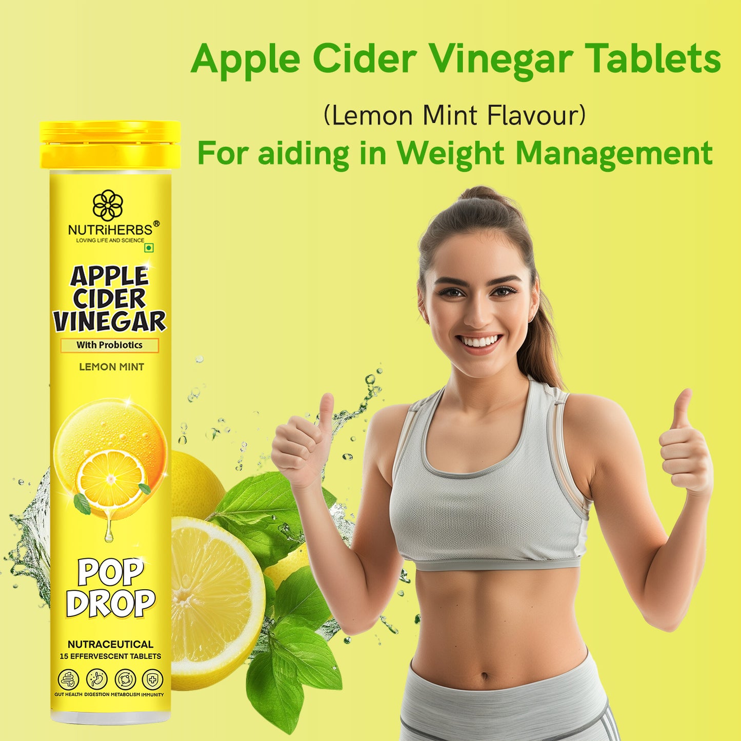 Apple Cider Vinegar (ACV) Effervescent Tablets with Probiotics | Promote Healthy Gut, Digestion & Boost Immunity