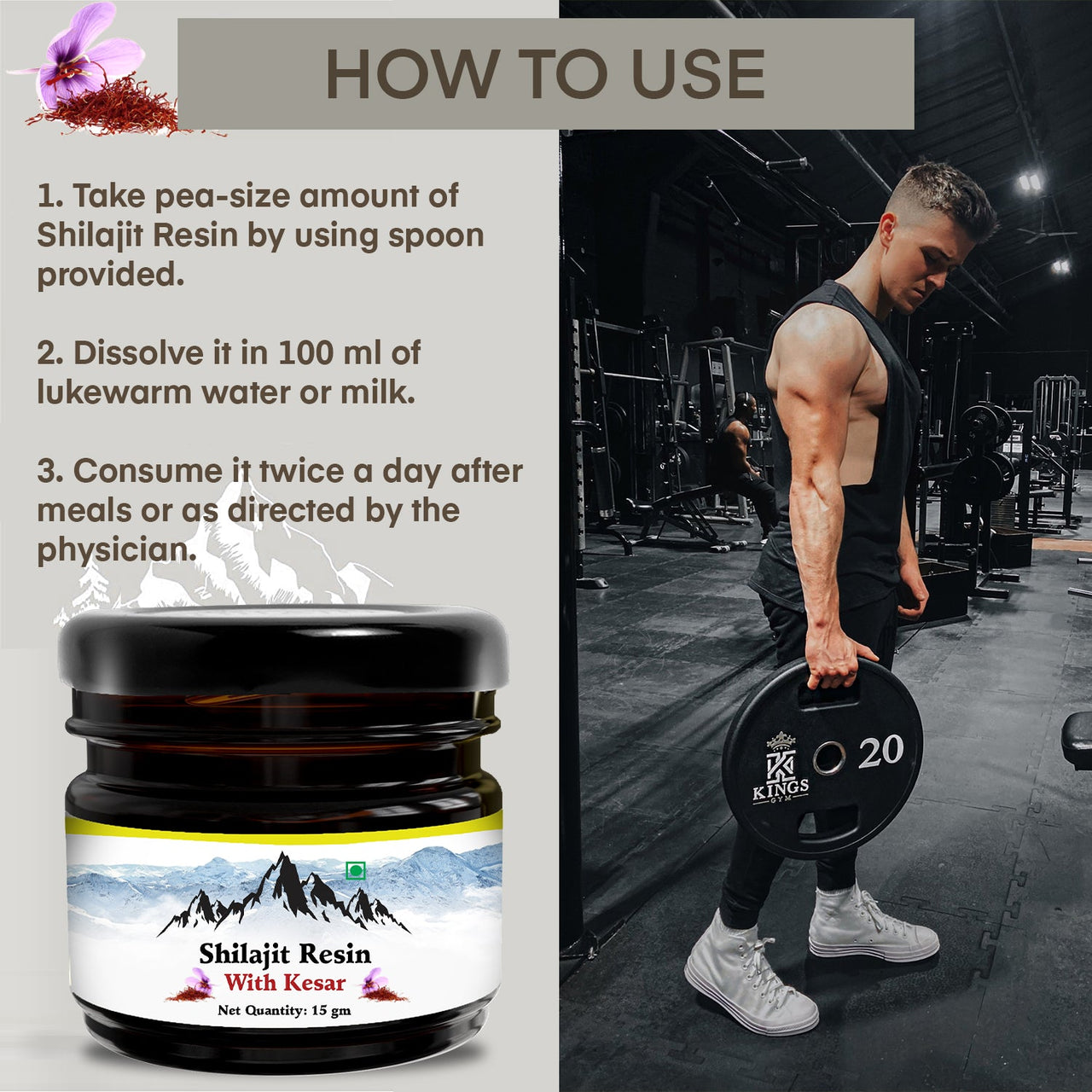 Shilajit Resin with kesar 30g + 15g Free 