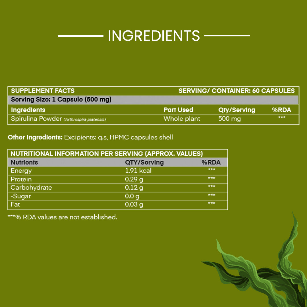 Spirulina Superfood Dietary Supplement for Vegans