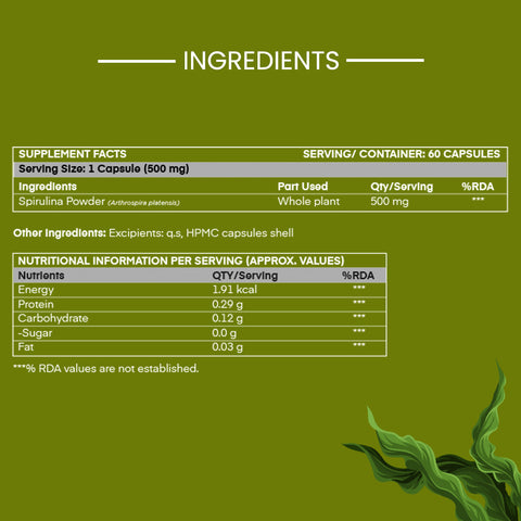 Spirulina Superfood Dietary Supplement for Vegans