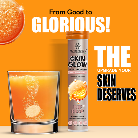 Skin Glow L-Glutathione Effervescent Tablets with Vitamin C Supplement for Radiant Skin (15 Tablets)