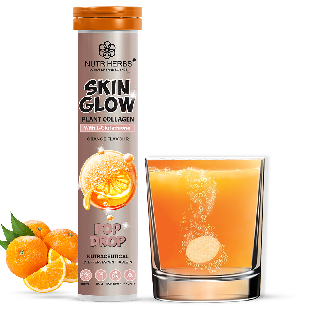 Skin Glow L-Glutathione Effervescent Tablets with Vitamin C Supplement for Radiant Skin (15 Tablets)