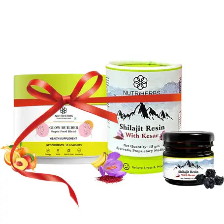 NutriHerbs Glow Builder & Shilajit Resin with Kesar  Combo Pack 